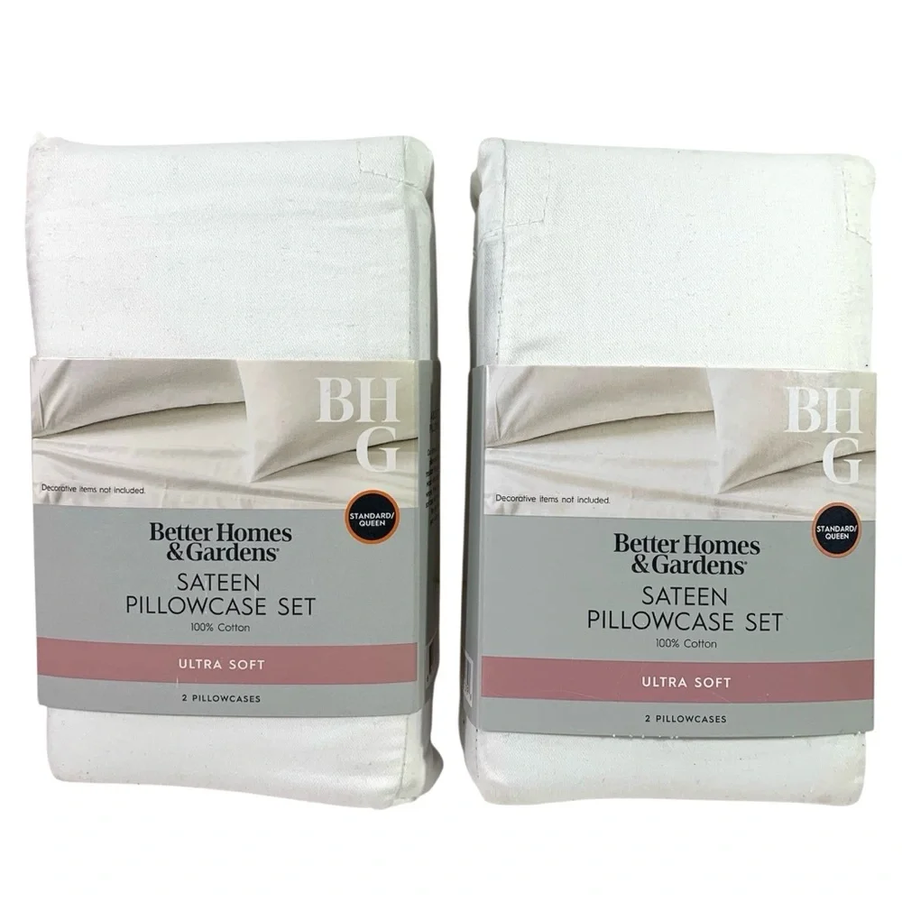 Better Homes & Gardens 4 piece 300 Thread Count Cotton Sateen Pillowcase Set NWT